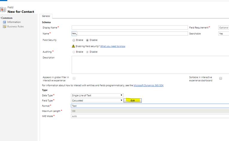 Fields And Data Type In Dynamics CRM